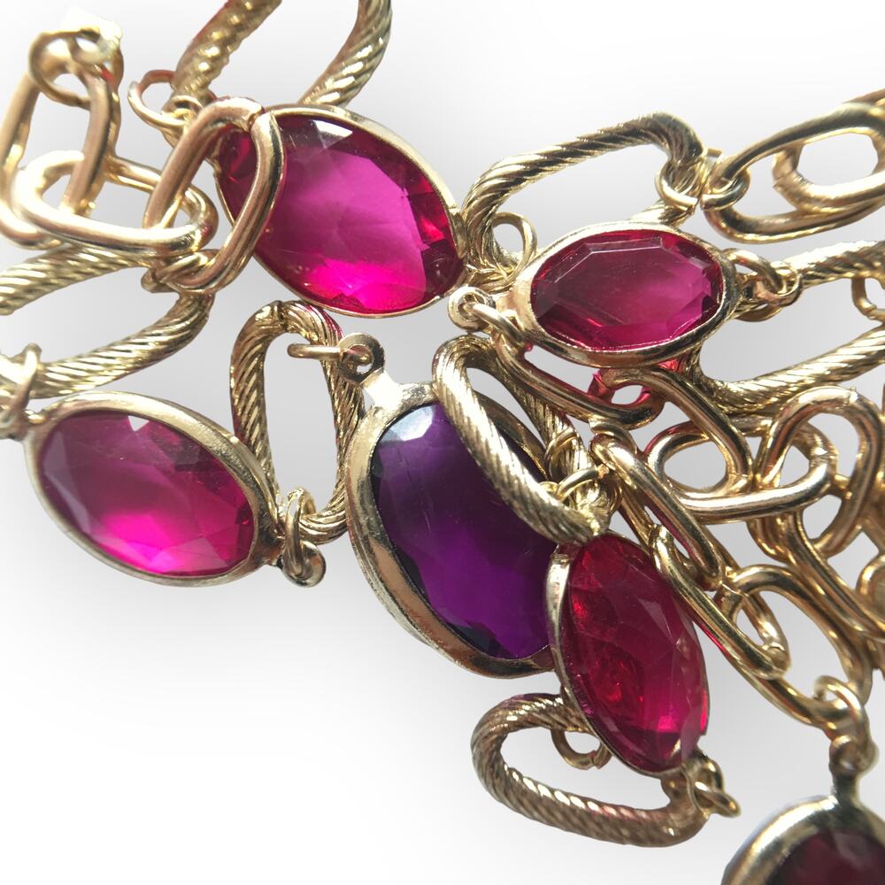 NWT Kim Rogers 36" gold tone pink purple strand necklace